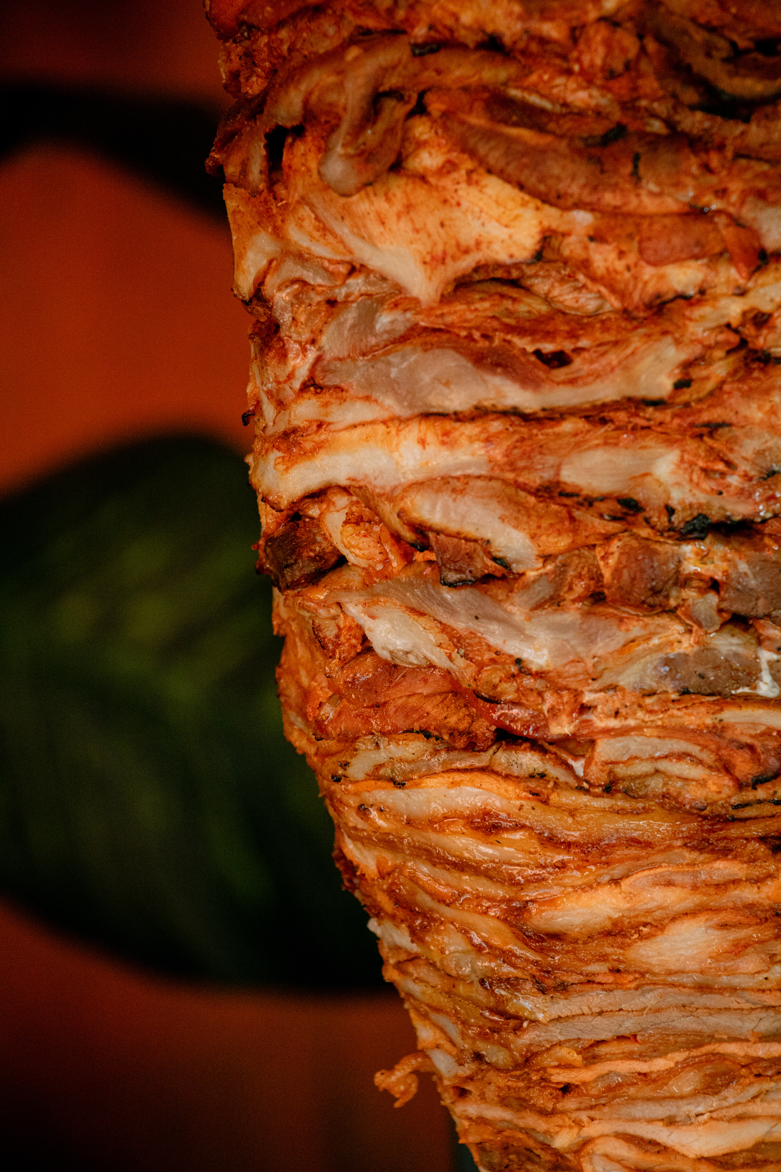 Trompo of Pastor Meat Close-up